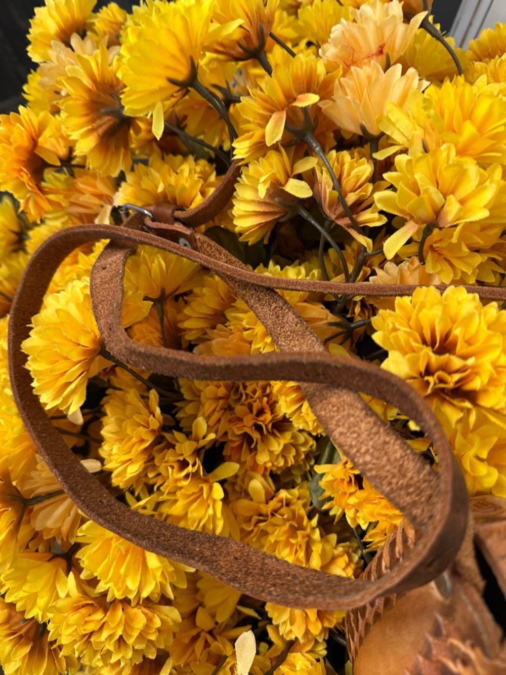 Vintage Handtooled Leather Crossbody Bag - Warm Tan - Picture 6 of 7